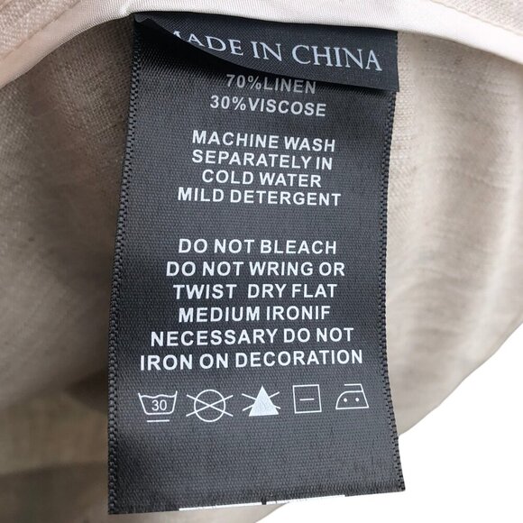 W.H.Q. Women's Lagenlook Linen Blend Oversized Tunic Top Beige Army Size Small - Picture 12 of 16